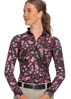 Kastel Denmark Ladies’ Quarter-Zip Modern Begonias Long-Sleeve Shirt - "Briar"