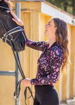 Kastel Denmark Ladies’ Quarter-Zip Modern Begonias Long-Sleeve Shirt - 