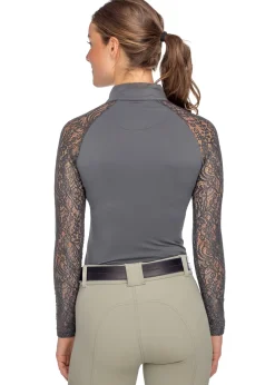 Kastel Denmark Ladies’ Quarter-Zip Floral Lace Long-Sleeve Shirt - 