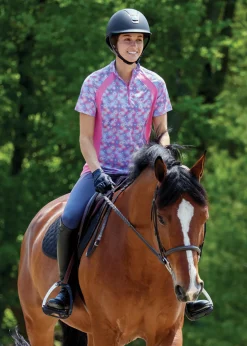 Riding Sport™ Ladies’ Airflow Quarter-Zip Print Short Sleeve Shirt