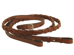 Tory Leather Company 5/8" x 48" Pony Laced Reins with Hook Stud Bit Ends