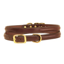 Tory Leather Round-Raised Dog Collar with Nameplate Space